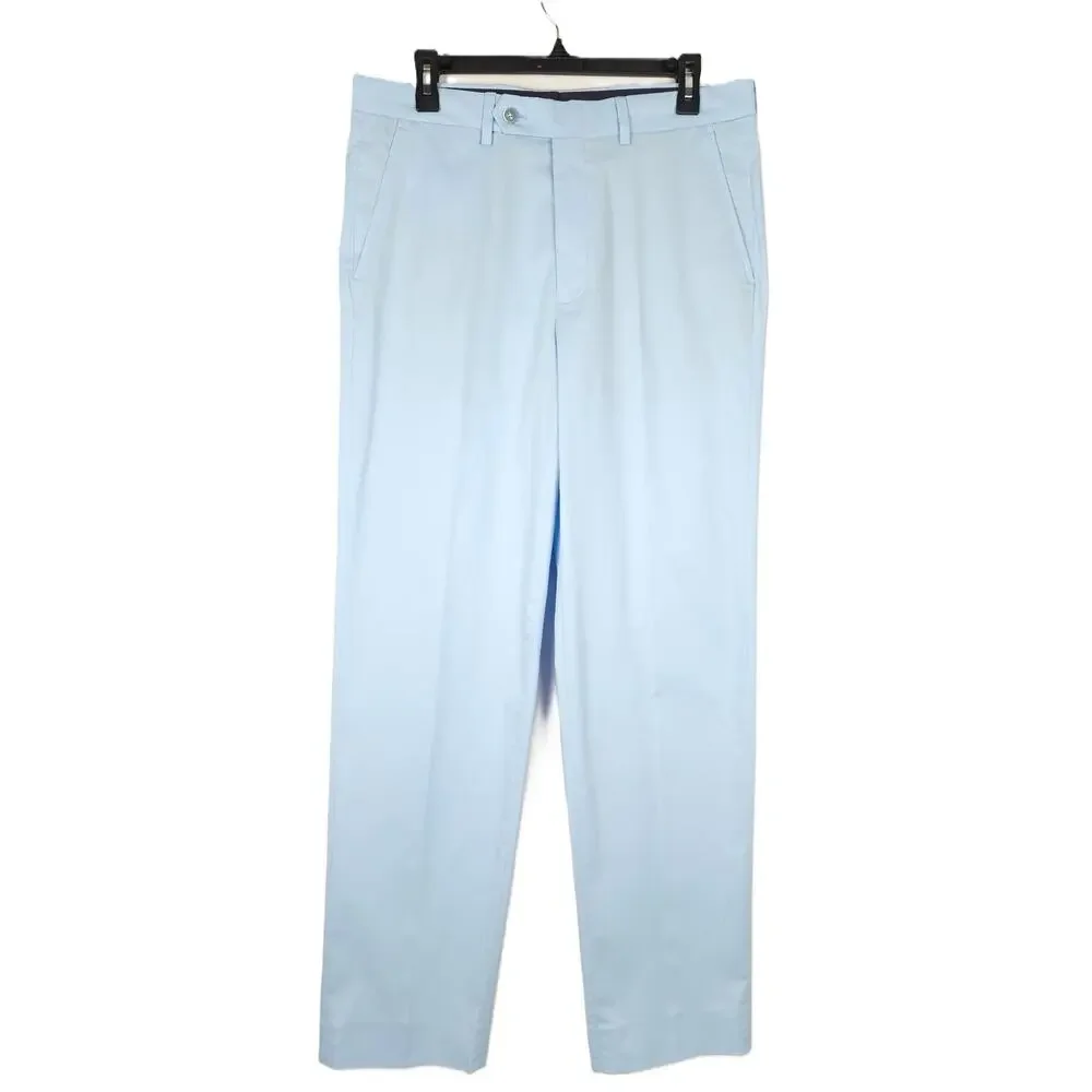 Nautica Mens Modern Fit 2 Piece Suit 40S 34x32 Light Blue Solid Stretch Cotton